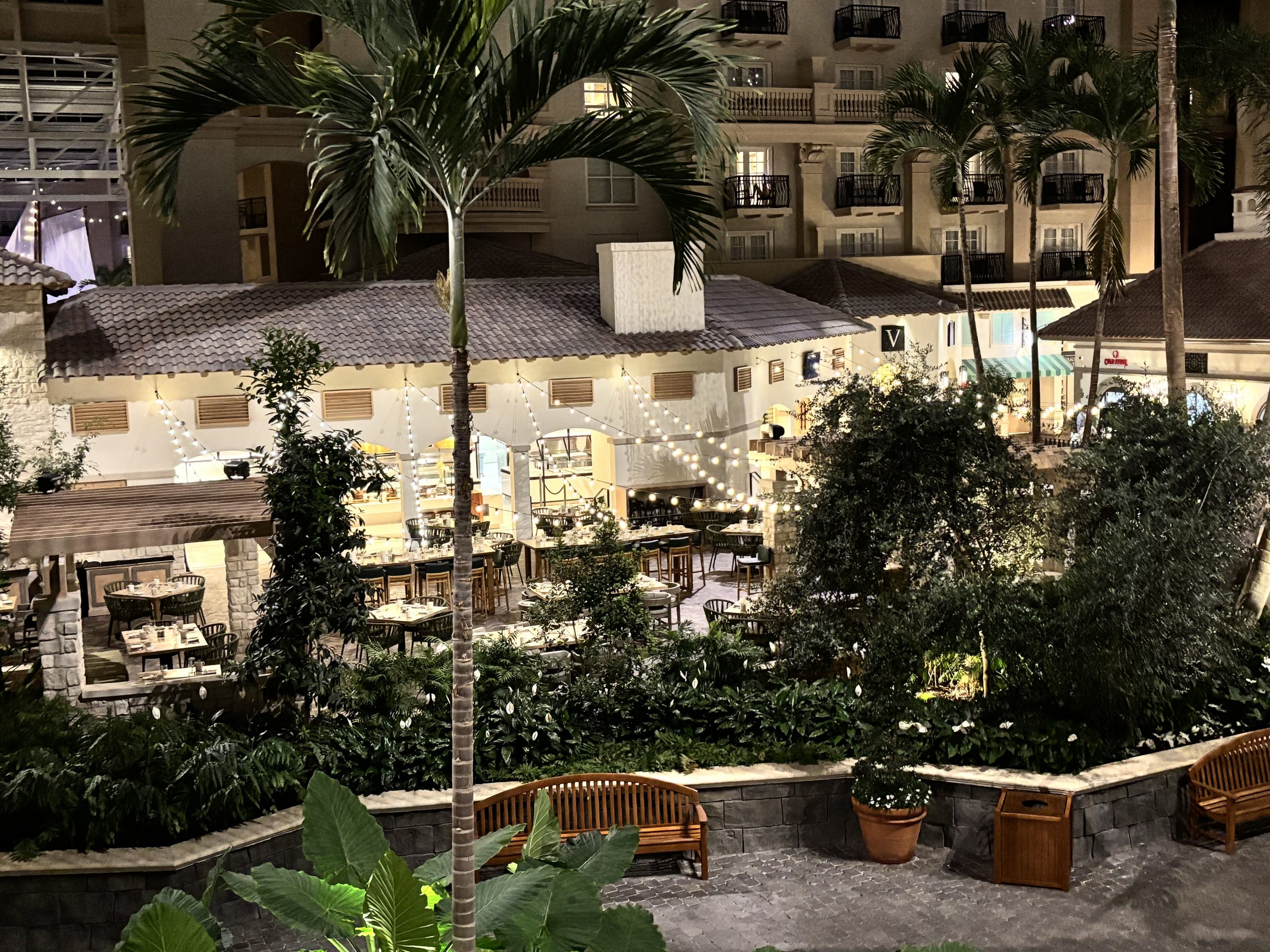 Gaylord Palms Resort & Convention Center shops lit up at night